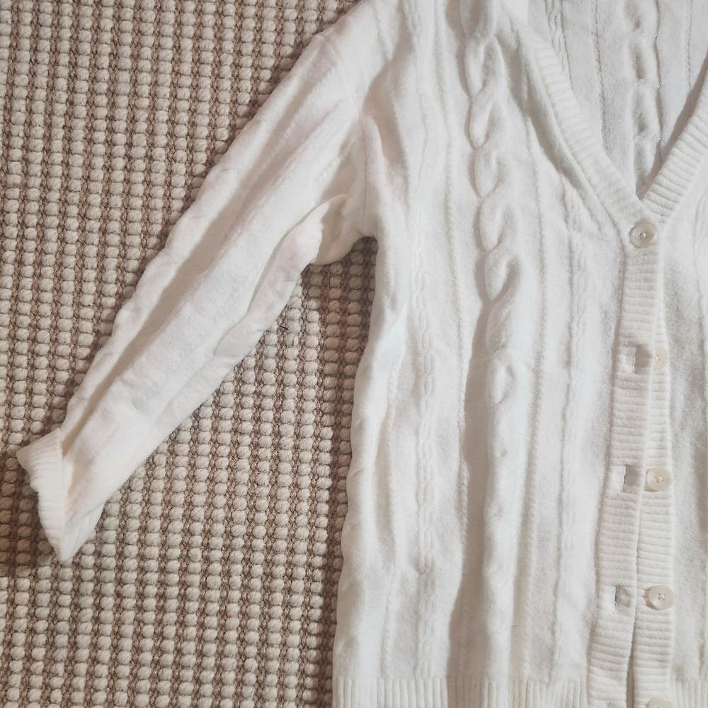 Talbots Ivory Cable Knit Cardigan - Picture 4 of 9